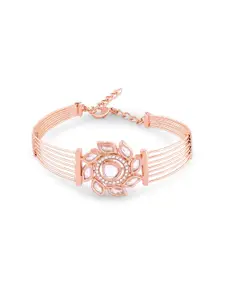 Zaveri Pearls Rose Gold-Plated Cubic Zirconia Studded Kada Bracelet
