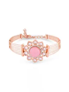Zaveri Pearls Rose Gold-Plated Cubic Zirconia Studded Kada Bracelet