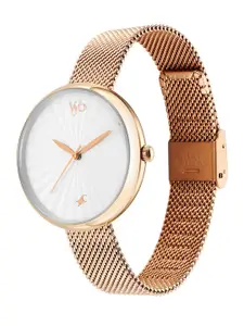 Fastrack Women Brass Embellished Dial & Stainless Steel Bracelet Style Straps Analogue Watch FV60040WM02