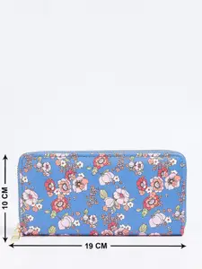 max Floral Printed PU Zip Around Wallet
