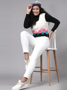 Velvery Quirky Self Design Sweater Vest