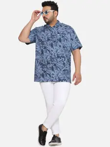 Santonio Men Plus Size Classic Opaque Printed Casual Shirt