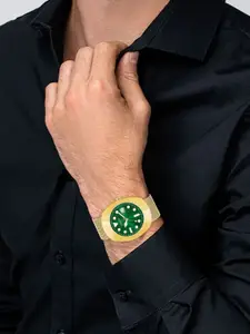 LOREM Men Embellished Dial & Stainless Steel Bracelet Style Straps Analogue Watch LR140-A