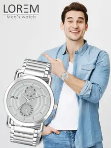 LOREM Men Round Stainless Steel Textured Straps Analogue Watch LR124-A