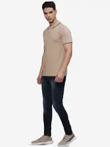 t-base Men Polo Collar Applique T-shirt