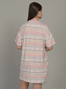 MAYSIXTY Ethnic Motifs Printed T-shirt Nightdress
