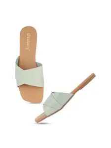 DressBerry Light Blue No Back Strap Open Toe Flats