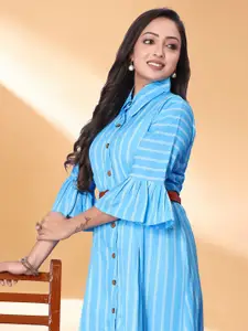 Anouk Striped Gown With Belt Maxi Dress