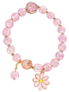 Peora Gold-Plated Stone Studded & Beaded Charm Bracelet