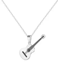 Peora Silver-Plated Guitar Shape Pendant with Chain