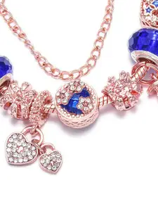 Peora Women Rose Gold-Plated Charm Bracelet