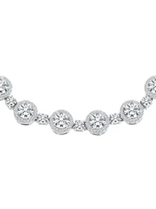 Peora Women Cubic Zirconia Silver-Plated Wraparound Bracelet