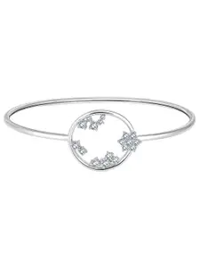 Peora Women Cubic Zirconia Silver-Plated Kada Bracelet