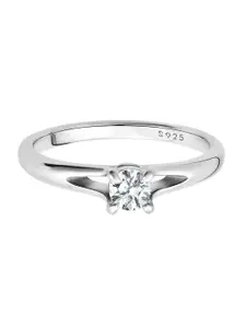 Peora Silver Plated AD Studded Solitaire Finger Ring