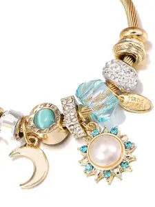 Peora Women Gold-Plated Stone Studded Wraparound Bracelet