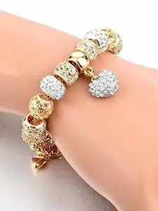 Peora Women American Diamond Gold-Plated Cubic Zirconia Studded Charm Bracelet