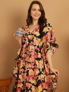 Secret Wish Floral Printed Maxi Kaftan Nightdress