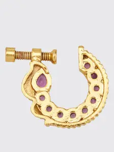 Kushal's Fashion Jewellery Gold-Plated Cubic Zirconia Ring Nosepin