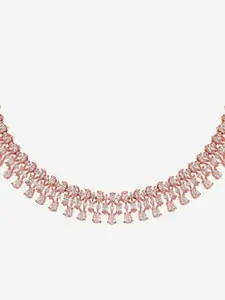 Kushal's Fashion Jewellery Cubic Zirconia Rose Gold Plated Necklace