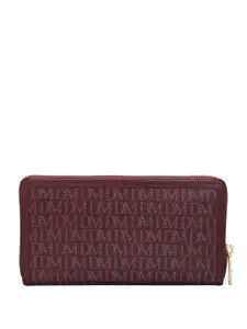 Da Milano Women Brand Logo Printed Leather Zip Around Wallet