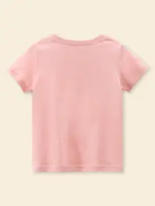 INCLUD Girls Graphic Printed Cap Sleeves Round Neck T-shirt