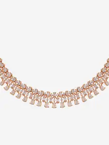 Kushal's Fashion Jewellery Copper Gold-Plated Cubic Zirconia Studded Necklace