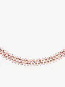 Kushal's Fashion Jewellery Rose Gold-Plated Cubic Zirconia Necklace