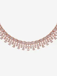 Kushal's Fashion Jewellery Copper Rose Gold-Plated Cubic Zirconia Statement Necklace