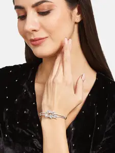 ATIBELLE Silver-Plated Cubic Zirconia Bangle-Style Bracelet