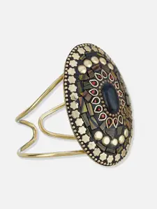 ATIBELLE Gold-Plated Stone & Studded Cuff Bangle