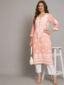 PARAMOUNT CHIKAN Women Embroidered Lucknowi Chikankari Modal Kurta