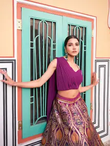 LOOKNBOOK ART Banarasi Silk Semi-Stitched Lehenga & Unstitched Blouse