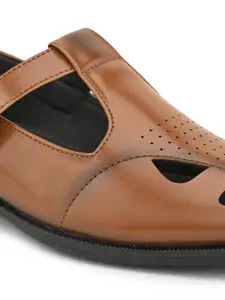 House of Pataudi Men Textured Shoe Style Sandals