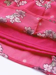 Deewa Floral Printed  Round Neck Georgette Maxi Dress