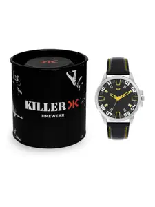 Killer Men Round Textured Leather Straps Analogue Watch KLMO73B