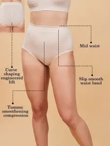 Enamor Mid-Waist Tummy Tucker With Slip-Proof Comfort Hipster Briefs