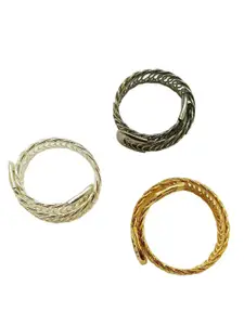 FEMMIBELLA Women Set Of 3 Gold Plated Wraparound Bracelet