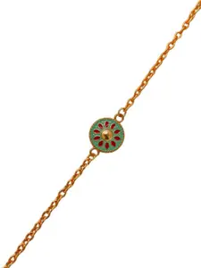 FEMMIBELLA Women Set Of  2 Gold-Plated Artificial Stones Studded Charm Bracelet