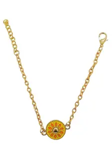 FEMMIBELLA Set Of 2 Gold-Plated Stone Studded Charm Bracelets