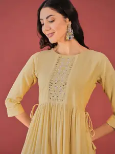 Anouk Yellow A-Line Midi Dress