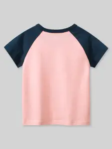 INCLUD Girls Round Neck Typography Printed Cotton T-shirt