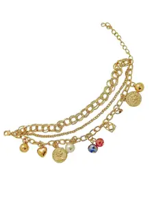 FEMMIBELLA Gold-Plated Charm Bracelet