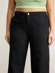 FREAKINS Women Plus Size Wide Leg Pure Cotton High-Rise Jeans