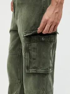 Forca by Lifestyle Men Relaxed Fit Cotton  Heavy Fade Cargo Jeans