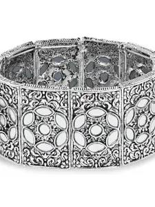 I Jewels Oxidised Silver-Plated Kada Bracelet