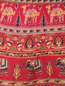 Exotic India Printed Pure Cotton Wrap-Around Maxi Skirt