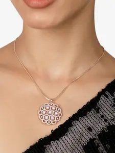 AMI Rose Gold-Plated & Cubic Zirconia Studded Pendants With Chains