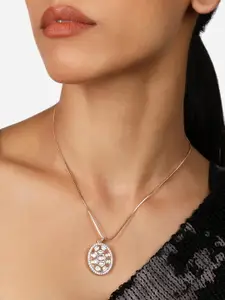 AMI Rose Gold-Plated  & CZ Studded Pendants With Chain