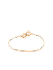 AMI Women Brass Cubic Zirconia Rose Gold-Plated Kada Bracelet