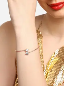 AMI Set of 2 Cubic Zirconia Rose Gold Plated Kada Bracelet